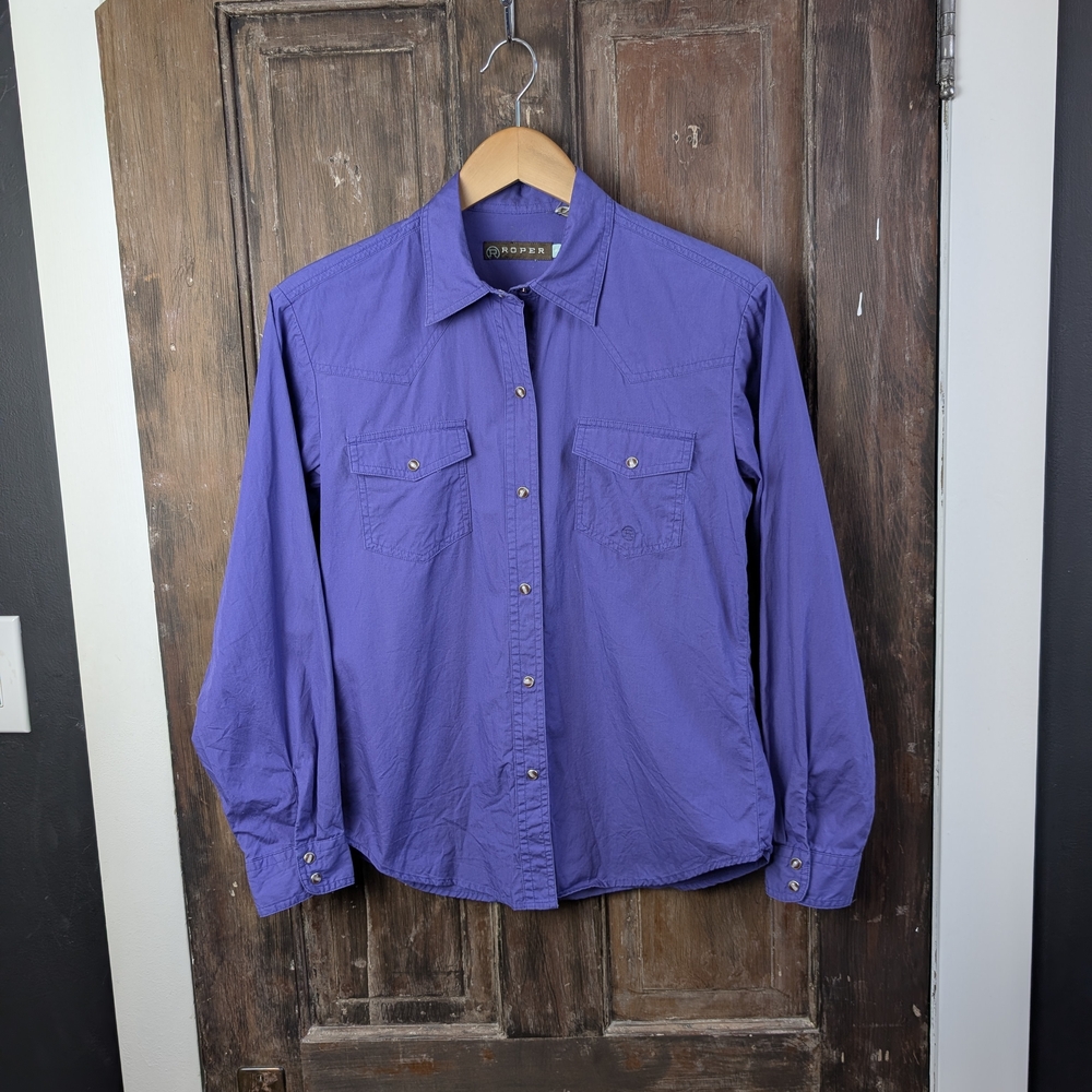 Roper Purple Pearl Snap Western Shirt Womens Small Rodeo Cowgirl Button Up
